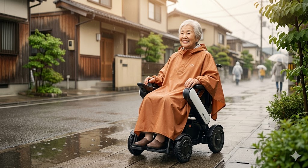 電動車椅子用レインカバーで雨の日の外出対策
