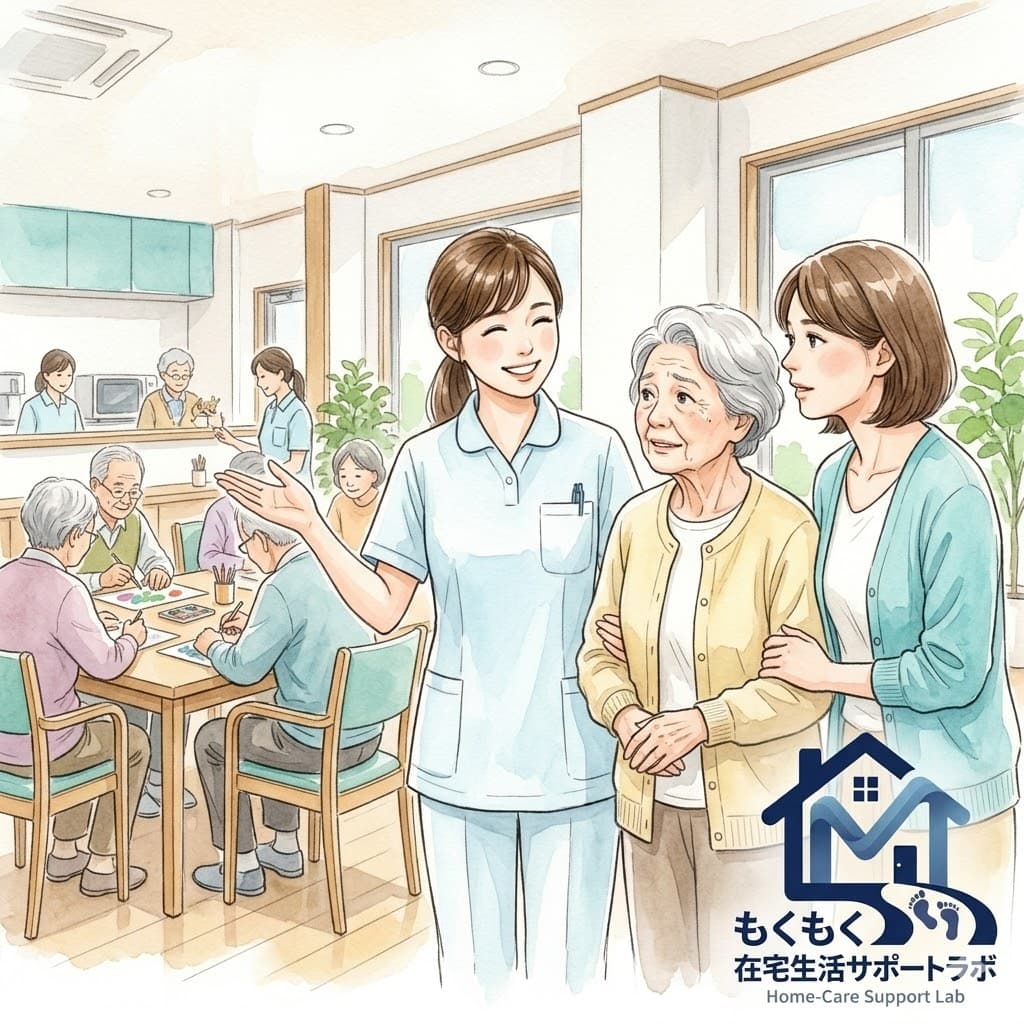 デイサービスで入浴を楽しむ高齢者のイラスト