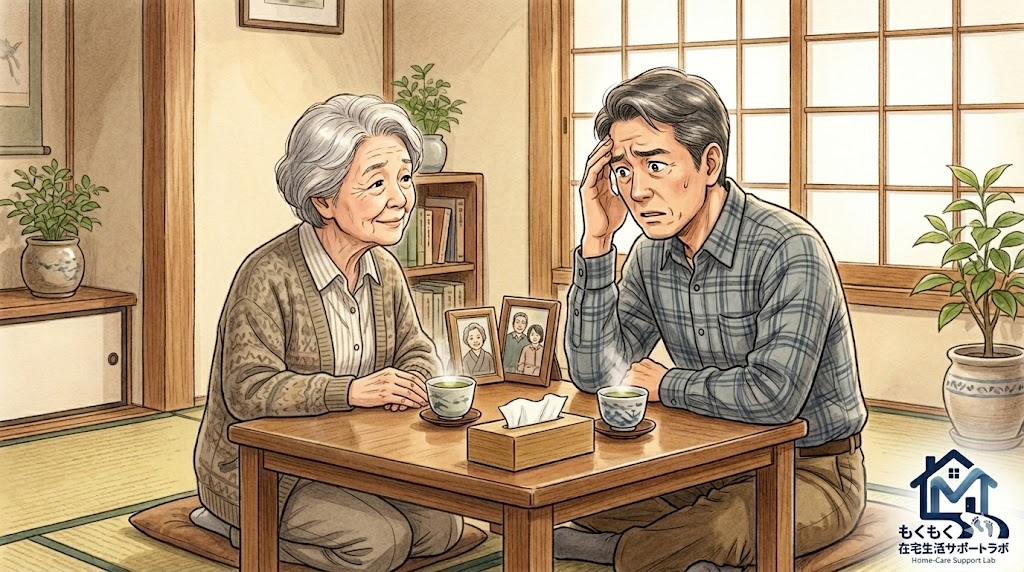 認知症診断後に混乱する家族のイメージ