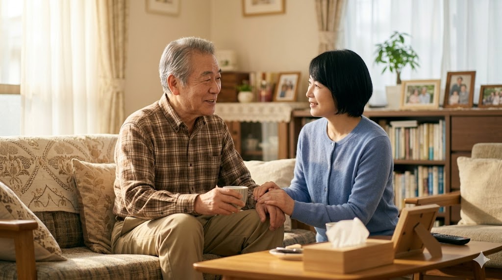 認知症の初期サインに気づいた家族が手帳にメモしている様子