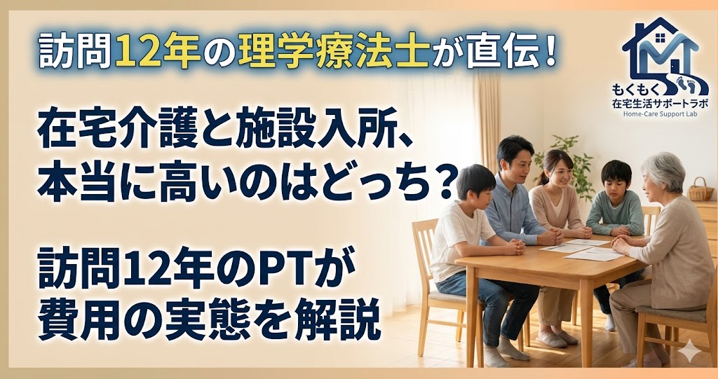在宅介護と施設入所の費用を比較解説する記事のアイキャッチ画像