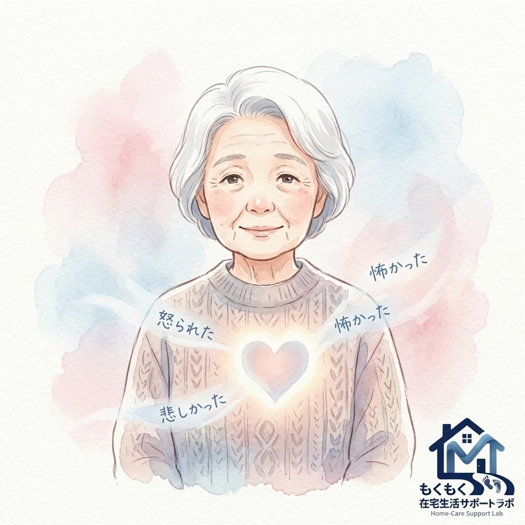 感情の記憶が最後まで残ることを表現した透明水彩イラスト