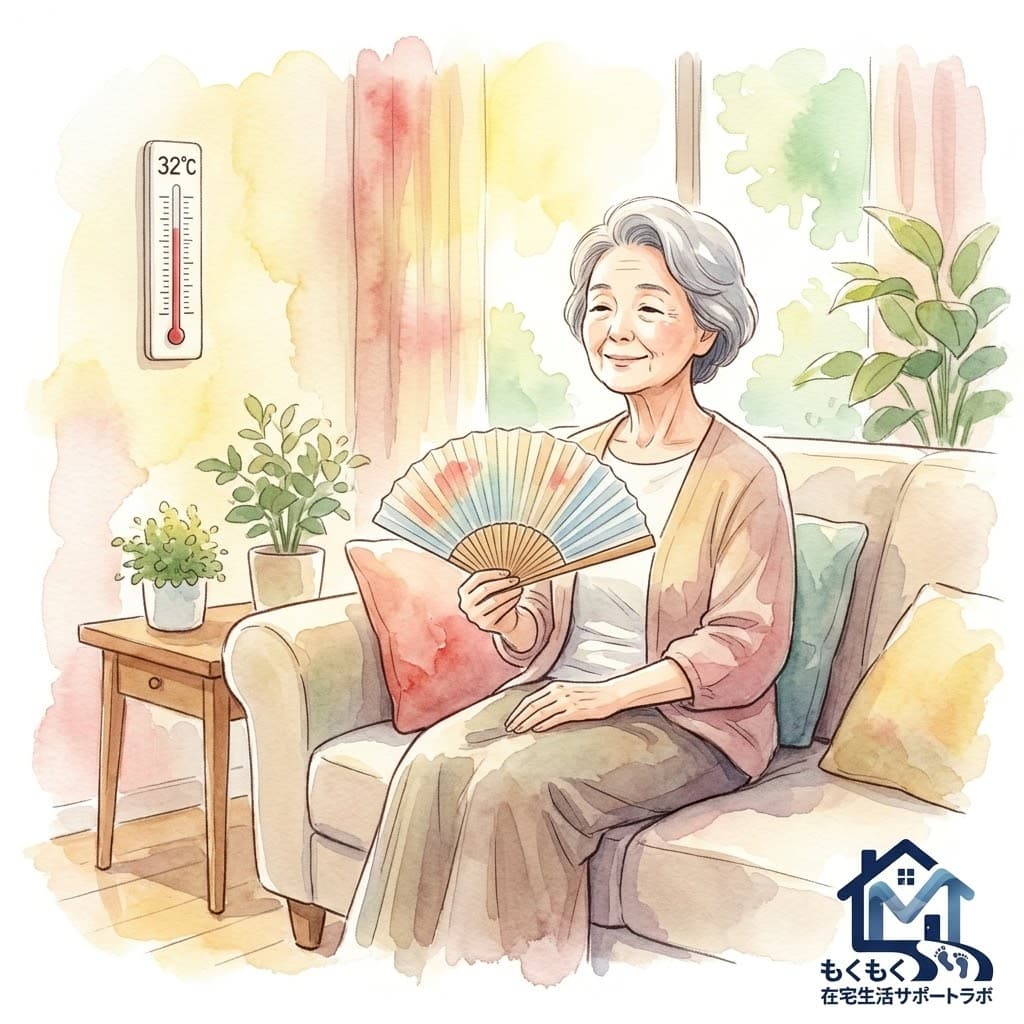 高齢者の体が暑さを感じにくくなる仕組みを表したイラスト