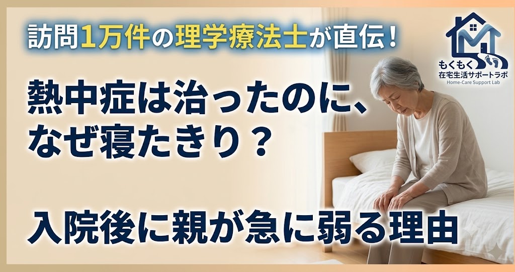 熱中症の入院後に高齢の親が寝たきりになる理由を解説する記事のアイキャッチ