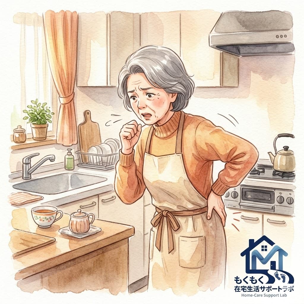 脊椎圧迫骨折のイメージ 背骨の椎体が押しつぶされる透明水彩イラスト