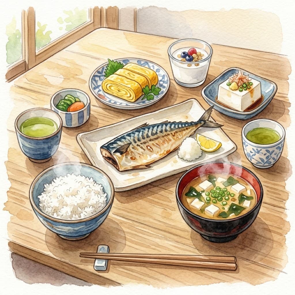 焼き魚・卵・豆腐などタンパク質が豊富な和食の食卓