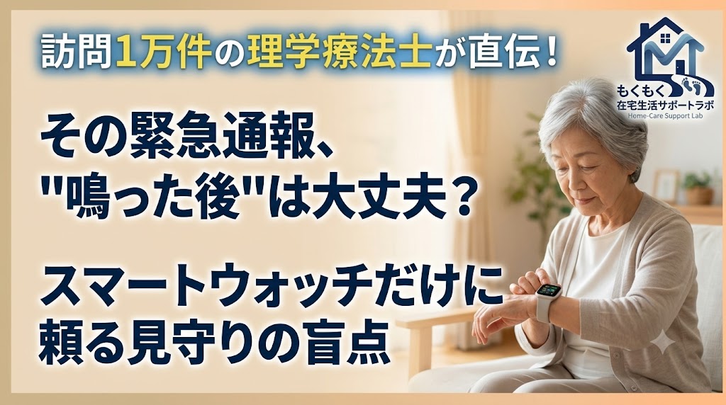「スマートウォッチの緊急通報だけで離れた親の見守りは足りる？」記事のアイキャッチ画像