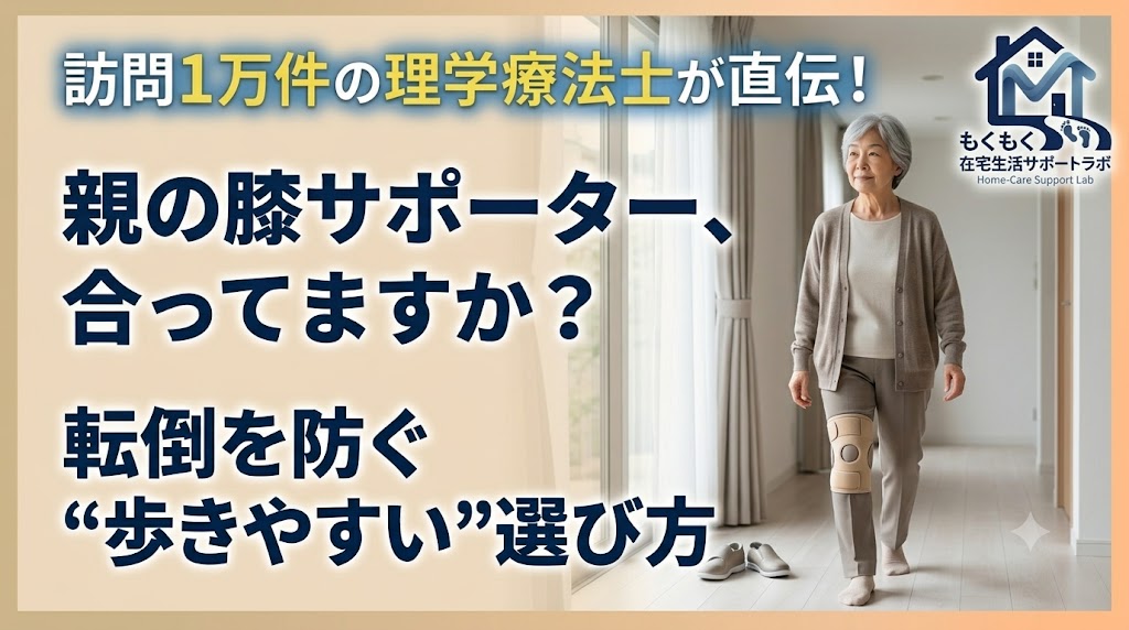 高齢者が歩きやすい膝サポーターの選び方を解説する記事のアイキャッチ