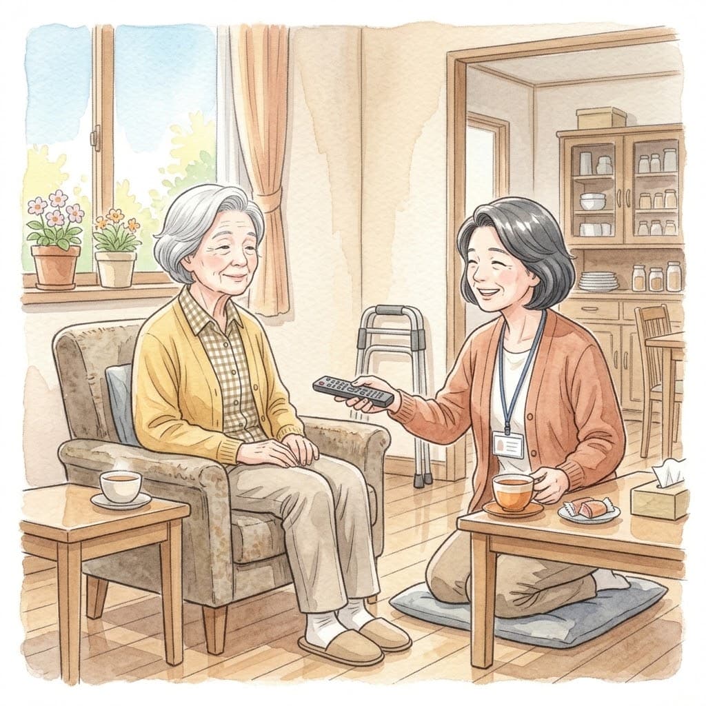 同居で家族が世話をしすぎ、高齢者が受け身になる様子