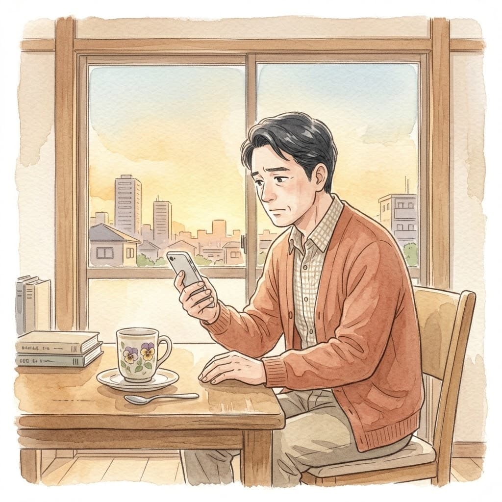 電話を終えて不安そうにする、離れて暮らす家族の様子