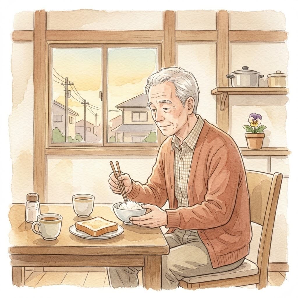 主食ばかりでおかずが少ない、一人暮らしの高齢者の食卓
